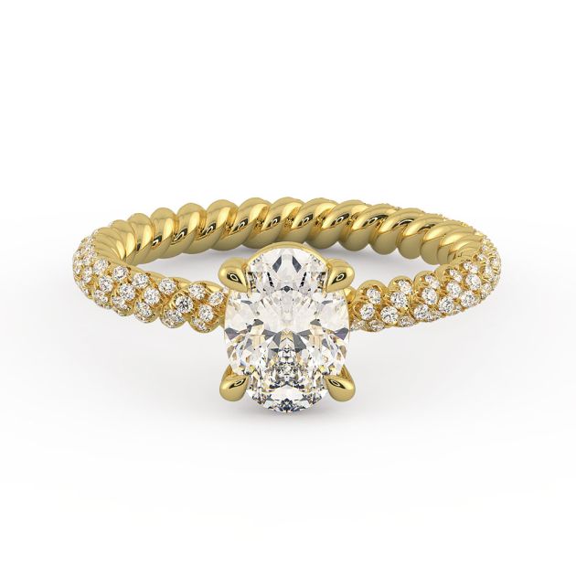Danhov Eleganza Braided Diamond Engagement Ring in 18k Yellow Gold