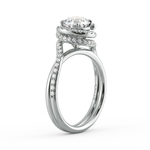 Danhov Abbraccio Double Ring Swirl Engagement Ring in 14k White Gold
