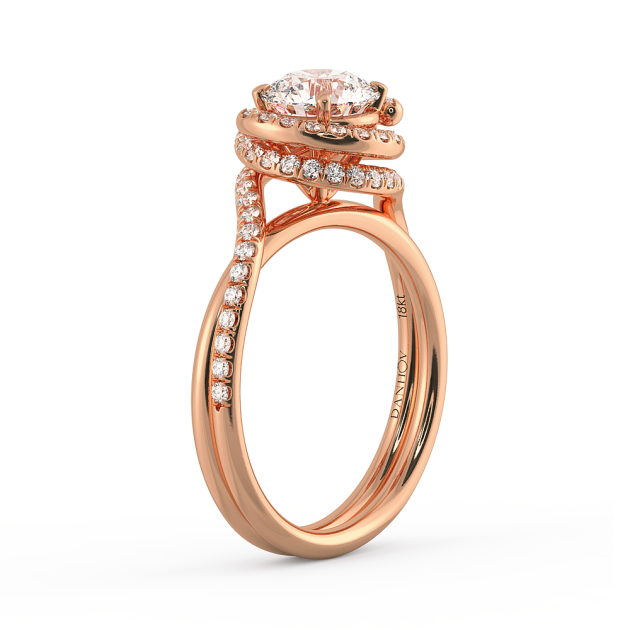Danhov Abbraccio Double Ring Swirl Engagement Ring in 14k Rose Gold