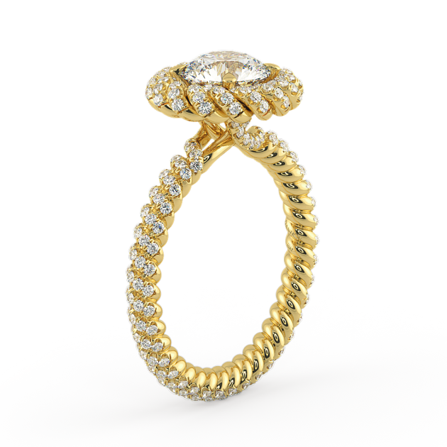 Danhov Eleganza Braided Diamond Engagement Ring in 14k Yellow Gold