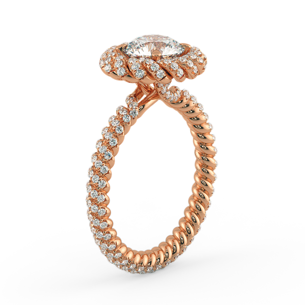 Danhov Eleganza Braided Diamond Engagement Ring in 18k Rose Gold