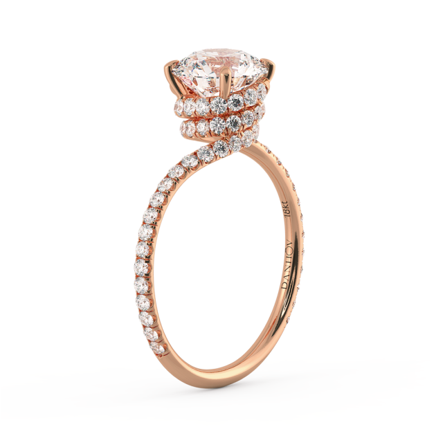 Danhov Abbraccio Swirl Diamond Engagement Ring in 14k Rose Gold