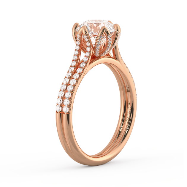 Danhov Classico Diamond Engagement Ring in 18k Rose Gold