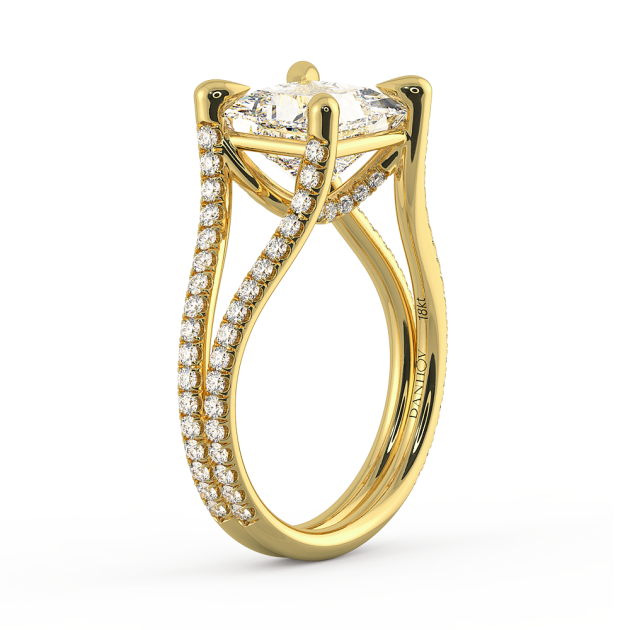 Danhov Per lei Double Shank Princess Cut Engagement Ring in 14k Yellow Gold