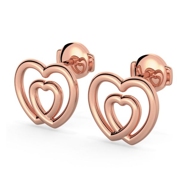 Norme de Danhov Double Heart Earrings in 14k Rose Gold