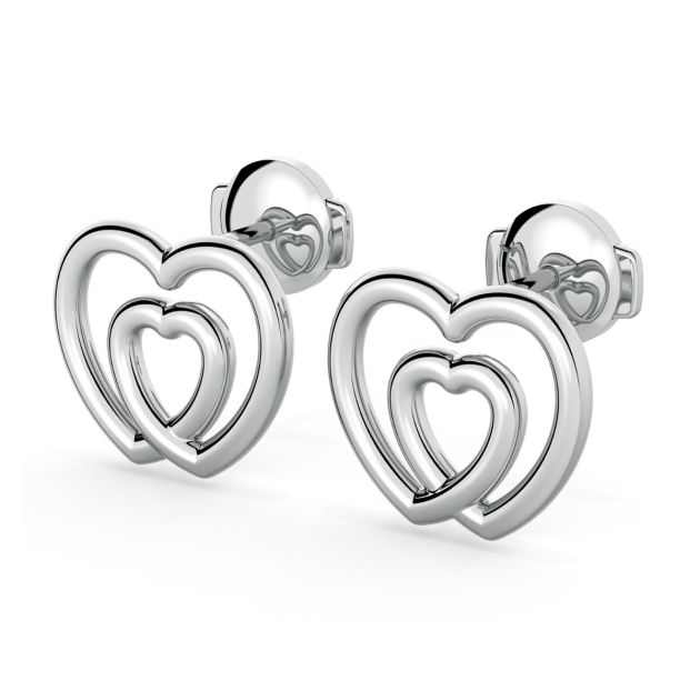 Norme de Danhov Double Heart Earrings in 14k White Gold