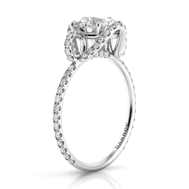 Danhov Solo Filo Designer Diamond Engagement Ring in 14k White Gold