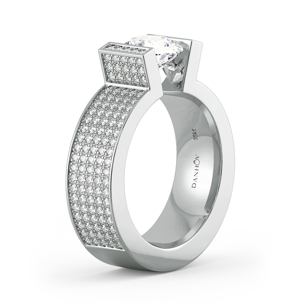 Danhov Tension Engagement Ring in 14k White Gold