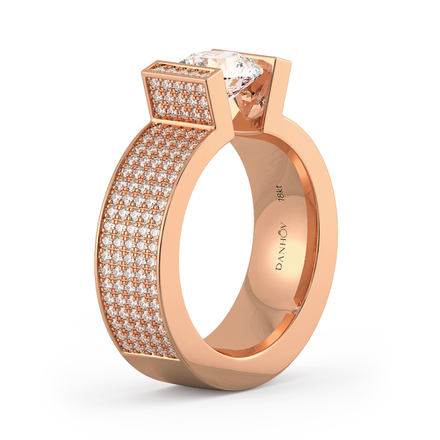 Danhov Tension Engagement Ring in 14k Rose Gold
