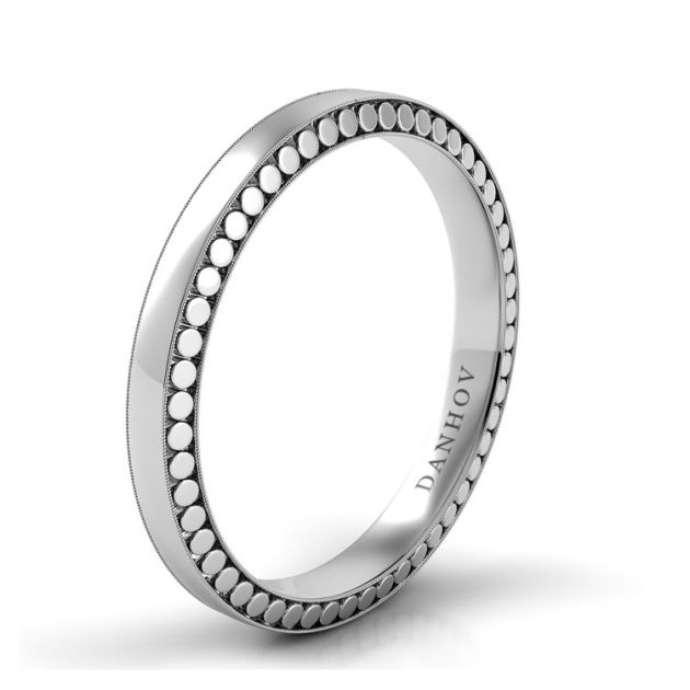Danhov Tubetto Flat Wedding Band in 14k White Gold
