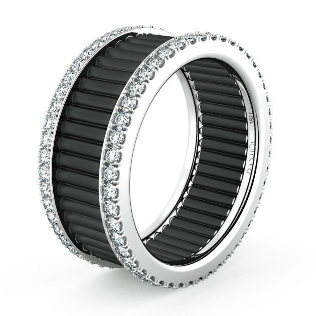Danhov Tubetto Award Winning Wedding Band for Women in 18k Black & White Gold