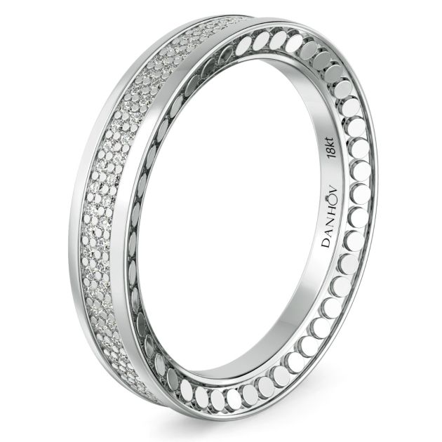 Danhov Tubetto Diamond Wedding Ring in 18k White Gold