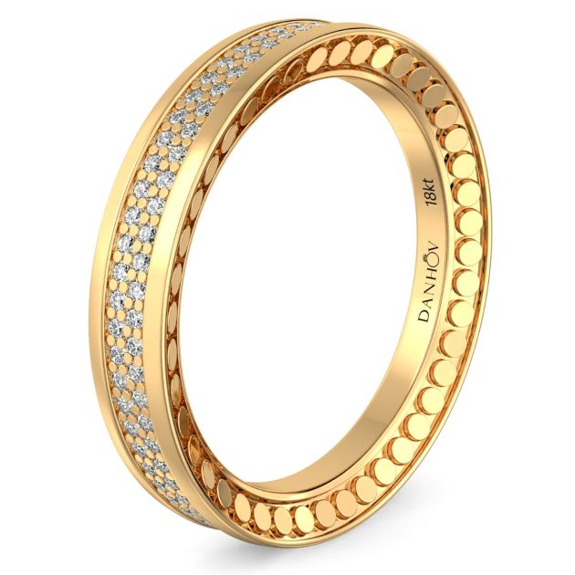 Danhov Tubetto Diamond Wedding Ring in 14k Yelow Gold