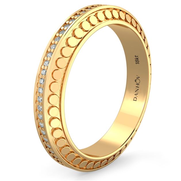 Danhov Tubetto Diamond Wedding Ring in 14Kt Yellow Gold 