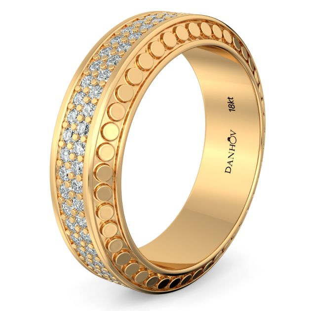 Danhov Tubetto Diamond Wedding Ring in 18Kt Yellow Gold 