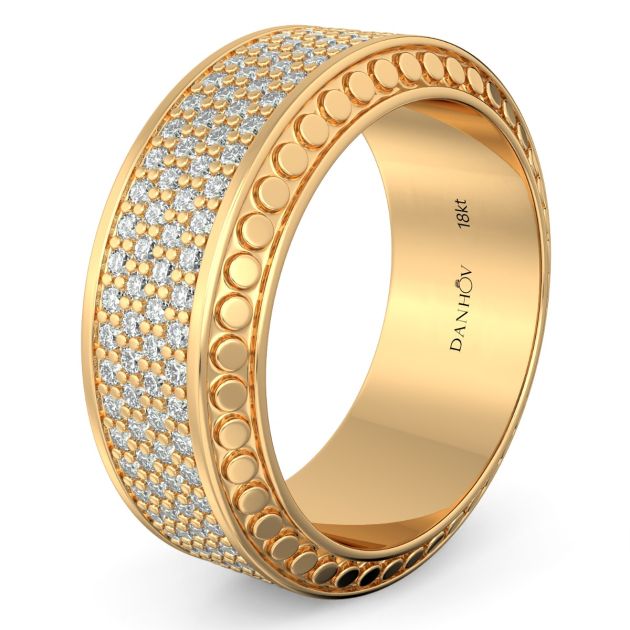 Danhov Tubetto Diamond Wedding Ring in 14Kt Yellow Gold 