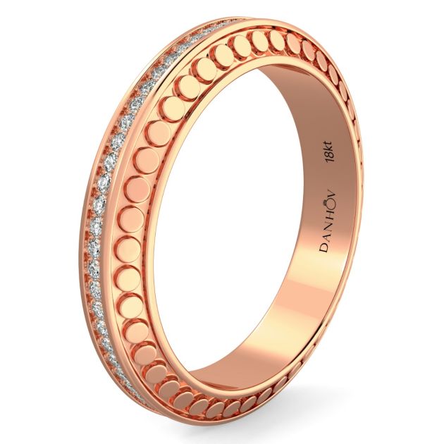 Danhov Tubetto Diamond Wedding Ring in 14k Rose Gold