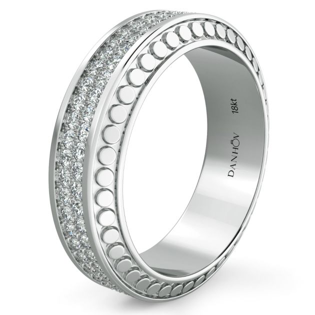 Danhov Tubetto Diamond Wedding Ring in 14k White Gold