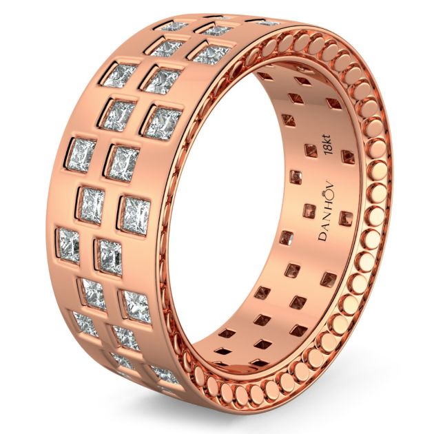 Danhov Tubetto Diamond Wedding Ring in 14Kt Rose Gold 
