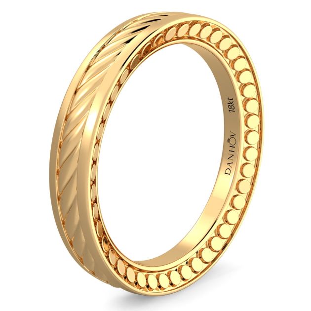 Danhov Tubetto Diamond Wedding Ring in 14Kt Yellow Gold 