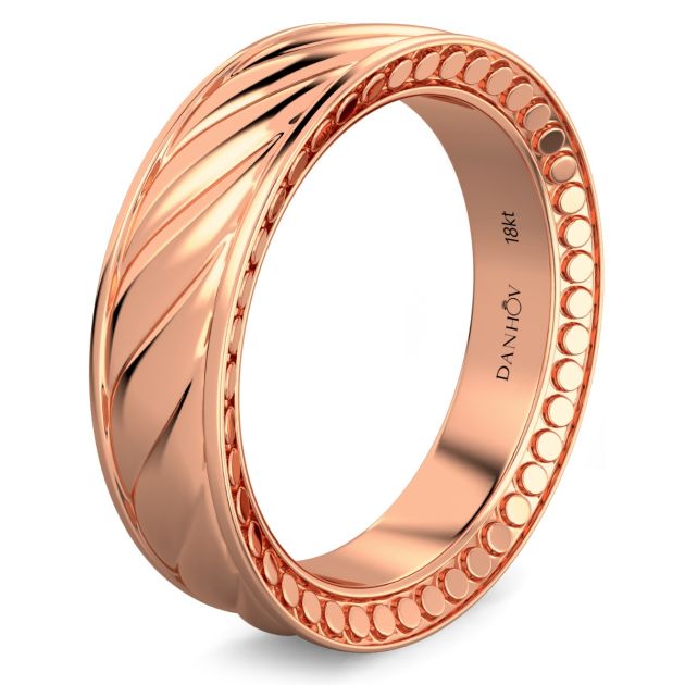 Danhov Tubetto Diamond Wedding Ring in 14Kt Rose Gold 