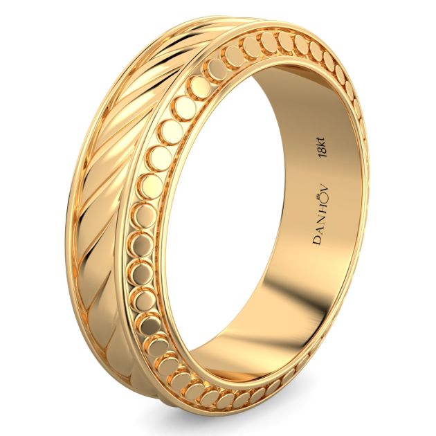 Danhov Tubetto Diamond Wedding Ring in 14Kt Yellow Gold 