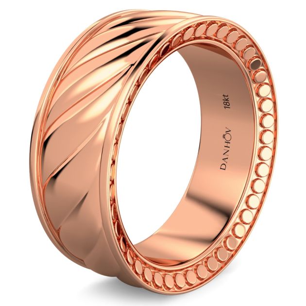 Danhov Tubetto Diamond Wedding Ring in 14Kt Rose Gold 