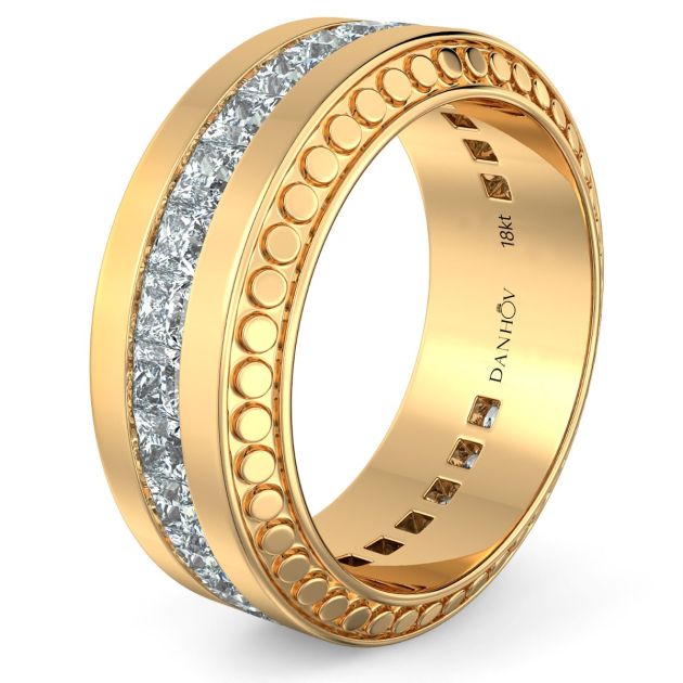 Danhov Tubetto Diamond Wedding Ring in 14Kt Yellow Gold 