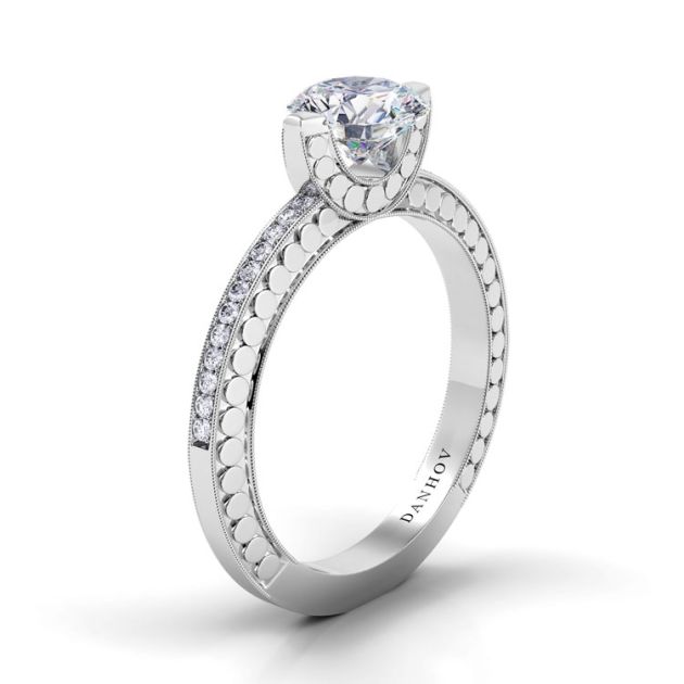 Danhov Tubetto Designer Engagement Ring in 14k White Gold