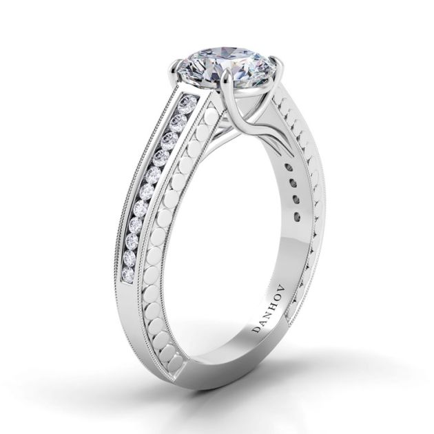 Danhov Tubetto Diamond Engagement Ring in 14k White Gold