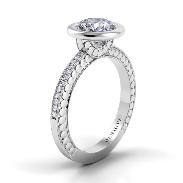 Danhov Tubetto Unique Handmade Engagement Ring in 18k White Gold