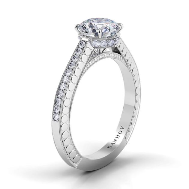 Danhov Tubetto Classic Engagement Ring in 14k White Gold