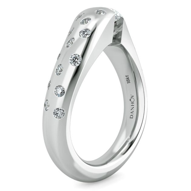 Danhov Tension Engagement Ring in 14k White Gold