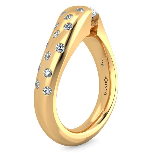 Danhov Tension Engagement Ring in 14k Yellow Gold