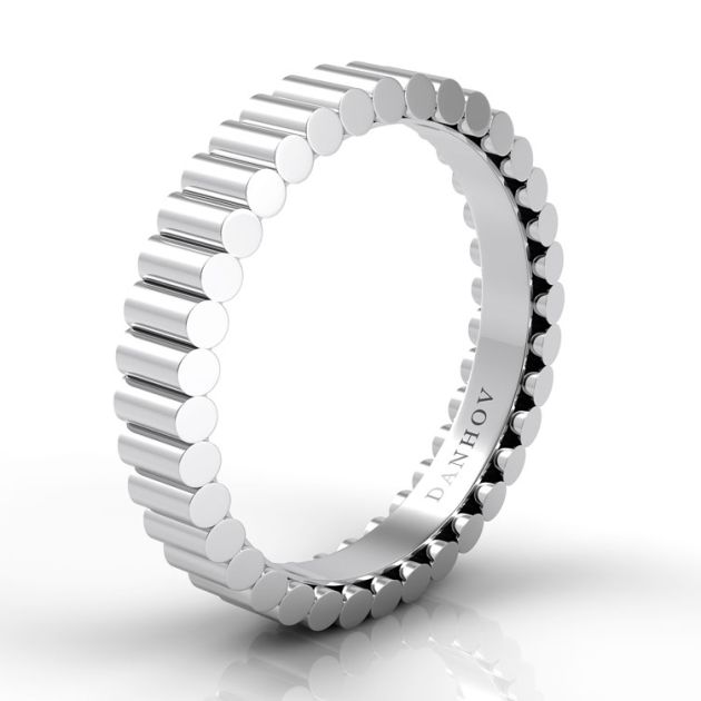 Danhov Tubetto Round Unique Wedding Band for Men in 14k White Gold