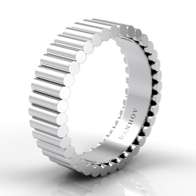 Danhov Tubetto Domed Men's Designer Wedding Ring in 14k White Gold