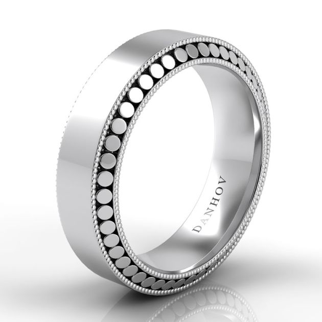 Danhov Tubetto Award Winning Wedding Band for Men in 14k White Gold