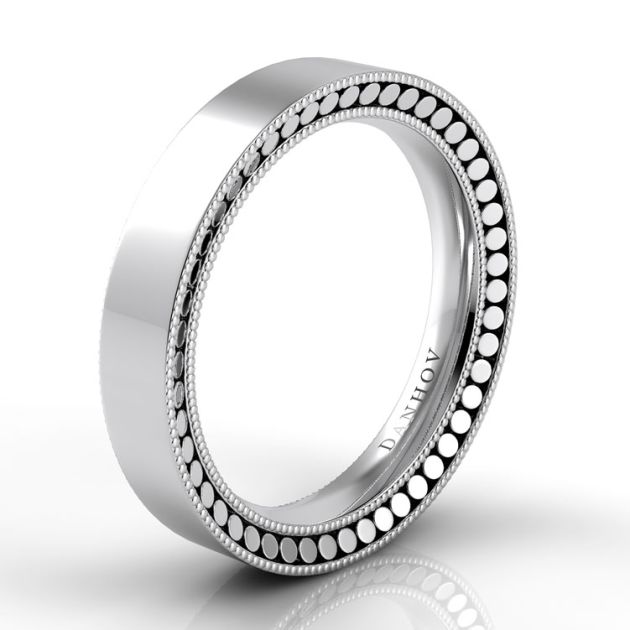 Danhov Tubetto Handmade Domed Men's Wedding Band in 14k White Gold