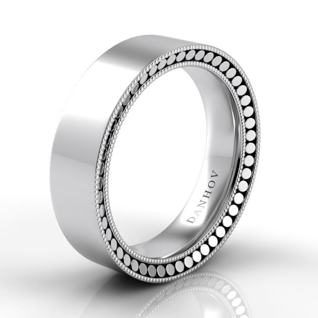 Danhov Tubetto Domed Wedding Ring for Men in 14k White Gold