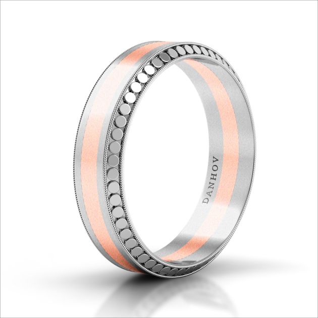 Danhov Tubetto Red  Designer Wedding Ring for Men in 14k White Gold