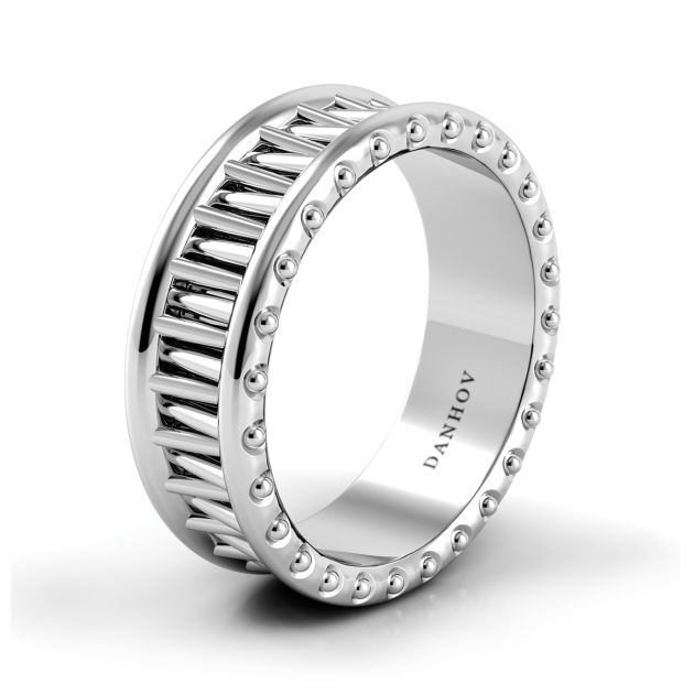 Danhov Tubetto Unique Men's Wedding Ring in 14k White Gold