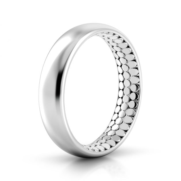 Danhov Tubetto  Domed Wedding Ring for Men in 14k White Gold