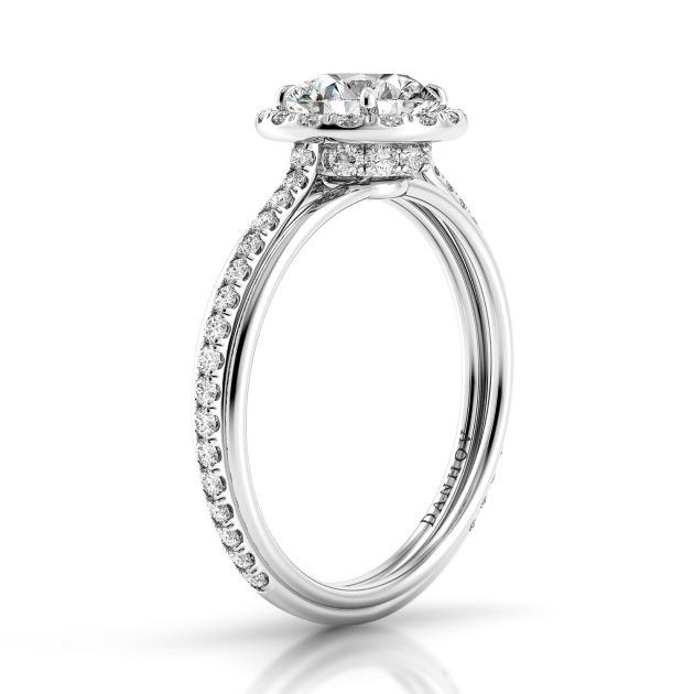 Danhov Unito Triple Shank Diamond Engagement Ring in 14k White Gold