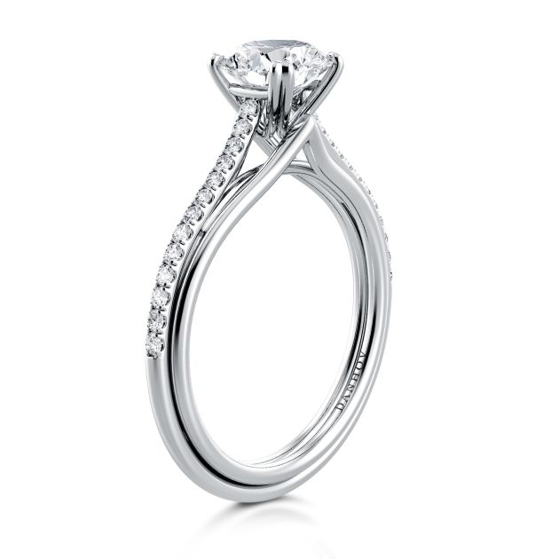 Danhov Unito Triple Shank Engagement Ring in 14k White Gold