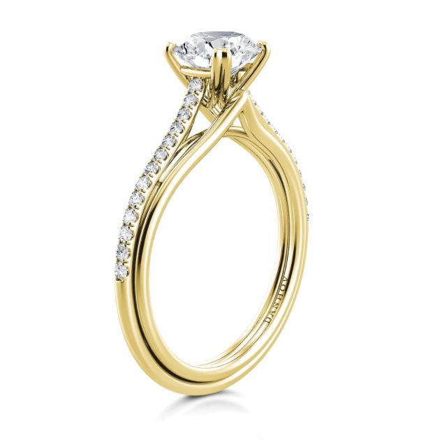 Danhov Unito Triple Shank Engagement Ring in 18k Yellow Gold