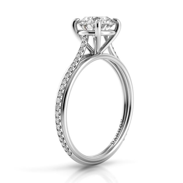 Danhov Unito Two-Tone Triple Shank Diamond Engagement Ring in 14k White Gold