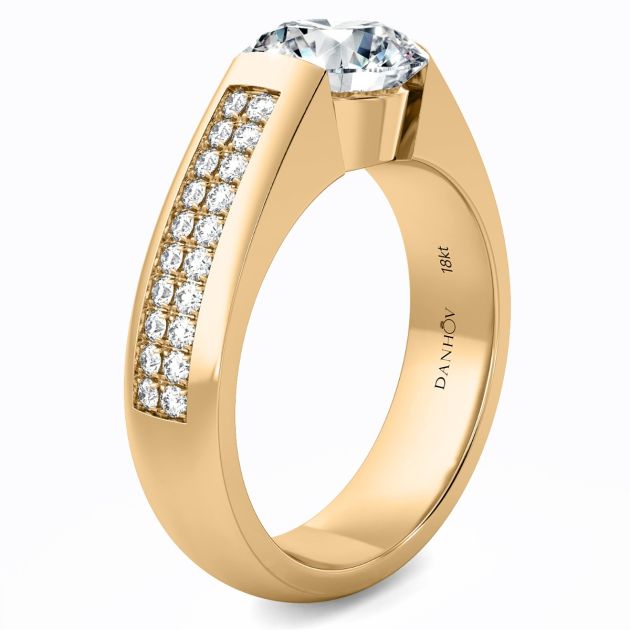 Norem de Danhov tension style engagement ring in 14K Yellow Gold