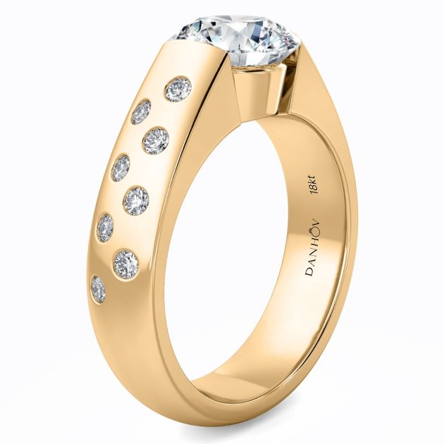 Norem de Danhov tension style engagement ring in 14K Yellow gold 