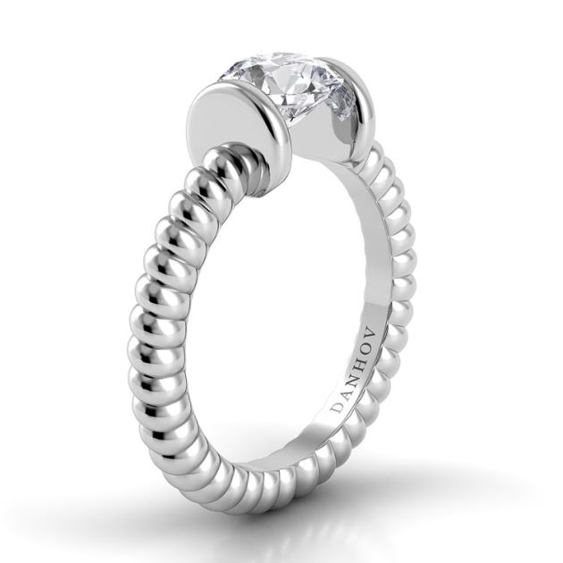 Danhov Tension Engagement Ring in 14k White Gold