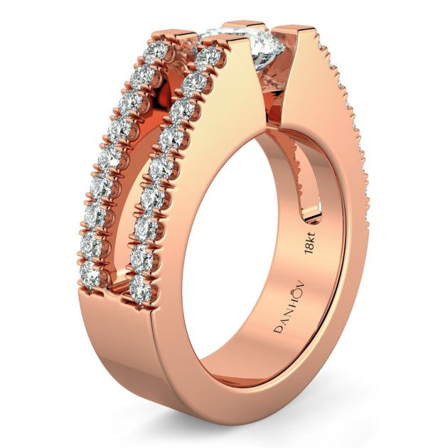 Danhov Tension Engagement Ring in 14k Rose Gold
